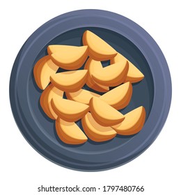 Homemade potato slices icon. Cartoon of homemade potato slices vector icon for web design isolated on white background