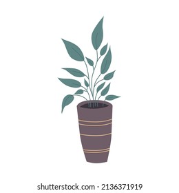 Una maceta casera. Ilustración vectorial plana