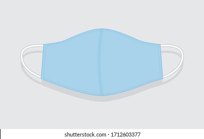 Homemade protective blue mask. cloth mask fabric illustration