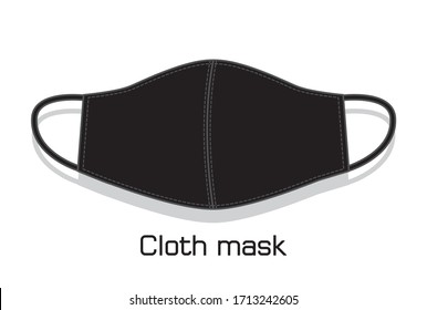 Homemade protective cloth mask covid-19 illustration. fabric mask. black mask on white background.