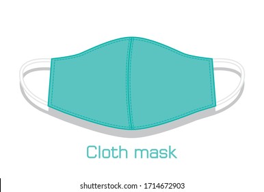 Homemade Protective Cloth Mask Covid-19 Illustration. Fabric Mask. Green Mask On White Background.