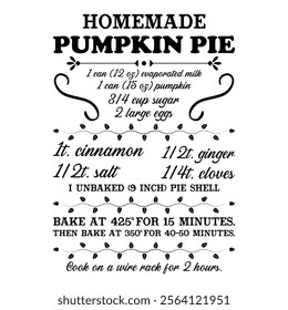 
Homemade Pumpkin Pie T shirt Design