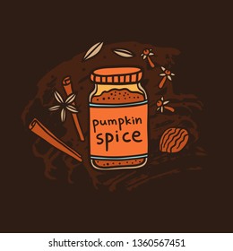 Homemade pumpkin spice doodle illustration. Coffee restaurant brochure vector, coffee shop menu design.