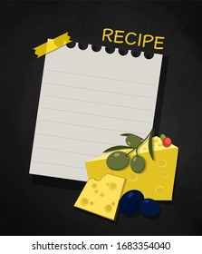 Homemade recipe . Template notebook page. Cook book. Vector