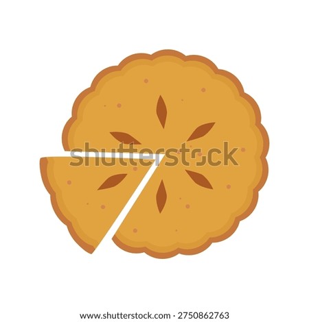 Homemade sliced of pie apple on white background.