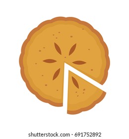 Homemade sliced pie cake with fruit or pumpkin filling piece. Vector flat cartoon illustration icon.Isolated on white background. Pie pumpkin,cut slice,pie top view logo icon,cake concept