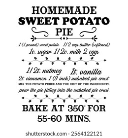 Homemade Sweet Potato Pie T shirt Design