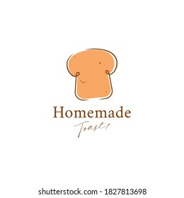 homemade toast bakery logo icon symbol in doodle scribble style vector illustration