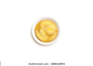 Homemade Vanilla Custard Pudding in a Bowl Isolated on white background. Vector illustration.