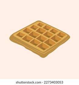 Homemade waffle flat vector illustration. Cute homemade classic waffle cartoon vector illustration for graphic design and decorative element
