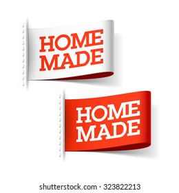 Homemade white and red labels. Vector.