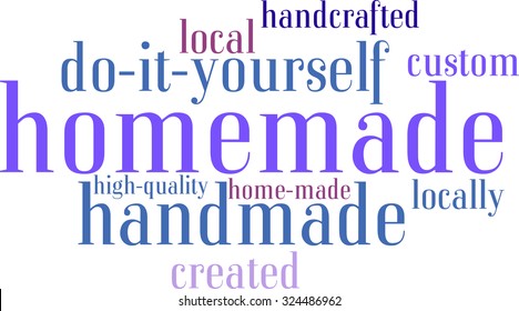 Homemade word cloud on a white background. 