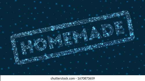 Homemade word in digital style. Glowing geometric homemade badge. Awesome vector illustration.