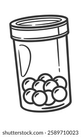 Homeopathic pills plastic container doodle