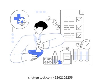 Homeopathy abstract concept vector illustration. Homeopathic medicine, alternative treatment, holistic approach, homeopathy method, natural drug, naturopathic healthcare service abstract metaphor.