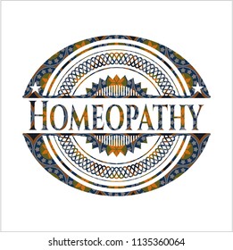 Homeopathy arabesque badge. arabic decoration.