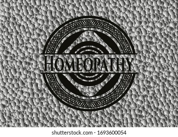 Homeopathy black badge with bubbles background. Vector Illustration. Detailed.
