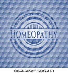 Homeopathy blue badge with geometric pattern. Vector Illustration. Detailed. 