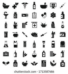 Homeopathy icons set. Simple set of homeopathy vector icons for web design on white background