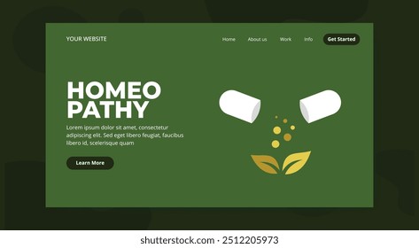 Homeopathy Landing Page Template. Pharmacists Characters Research Alternative Organic Herbal Medicine. Homeopathic pharmacy. Landing page template.