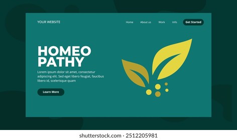 Homeopathy Landing Page Template. Pharmacists Characters Research Alternative Organic Herbal Medicine. Homeopathic pharmacy. Landing page template.