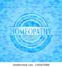 Homeopathy light blue emblem with mosaic background
