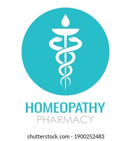 Homeopathy Medical Logo, Pharmacy Vector Symbol On White Background