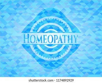 Homeopathy sky blue emblem with triangle mosaic background