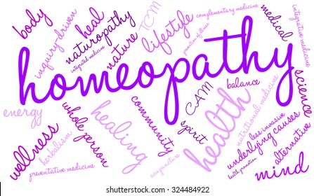 Homeopathy word cloud on a white Background.