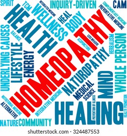 Homeopathy word cloud on a white background. 
