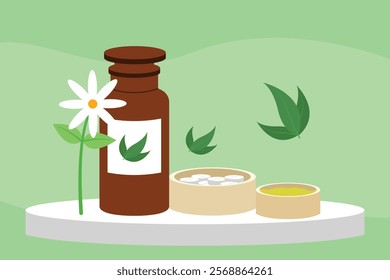 Homeophaty concept. Colored flat vector illustration isolated.