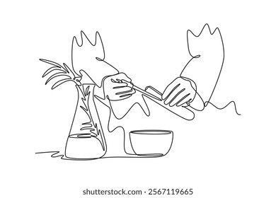 Homeophaty concept. Single line draw design vector graphic illustration.	