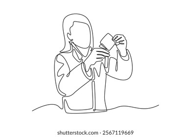 Homeophaty concept. Single line draw design vector graphic illustration.	
