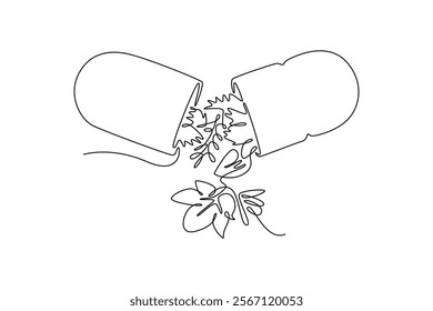 Homeophaty concept. Single line draw design vector graphic illustration.	
