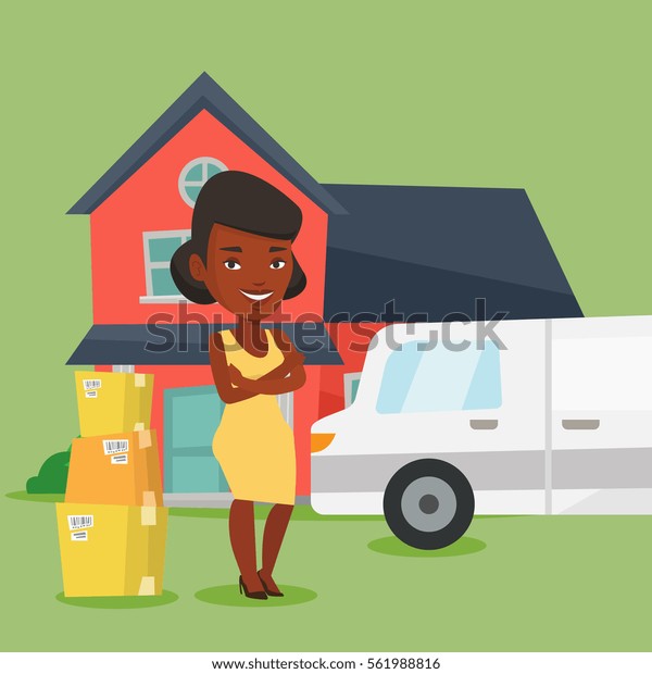 Download Homeowner Standing Front New Home Woman Stock Vector ...