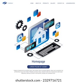 Homepage 3d isometric vector concept illustration