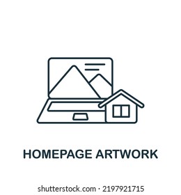 Homepage Artwork icon. Line simple Web Development icon for templates, web design and infographics
