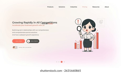 A homepage for a business growth consulting website using SaaS technology. Header or Main Image of a website about a business