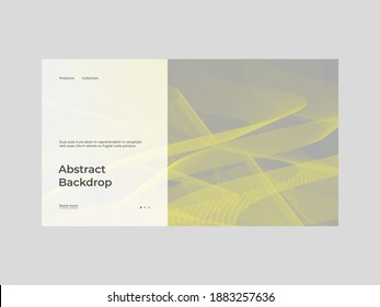 Homepage design with abstract illustration. Linear geometric ornament. Yellow and gray palette of 2021. Creative stylish texture. EPS10 vector.
