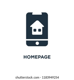 Homepage icon. Black filled vector illustration. Homepage symbol on white background. Can be used in web and mobile.