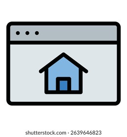 Homepage icon flat line style illustration representing the main landing page of a website, suitable for web design, user interface, and digital projects