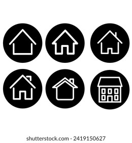 Juego de vectores de iconos de la página de inicio. Colección de signos de ilustración de la casa. Símbolo del hogar. Logo de la construcción.