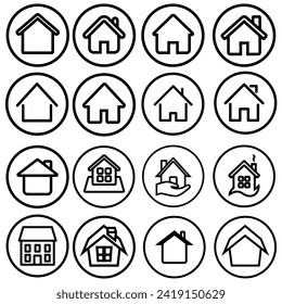 Homepage icon vector set. House illustration sign collection. Home symbol. Building logo.