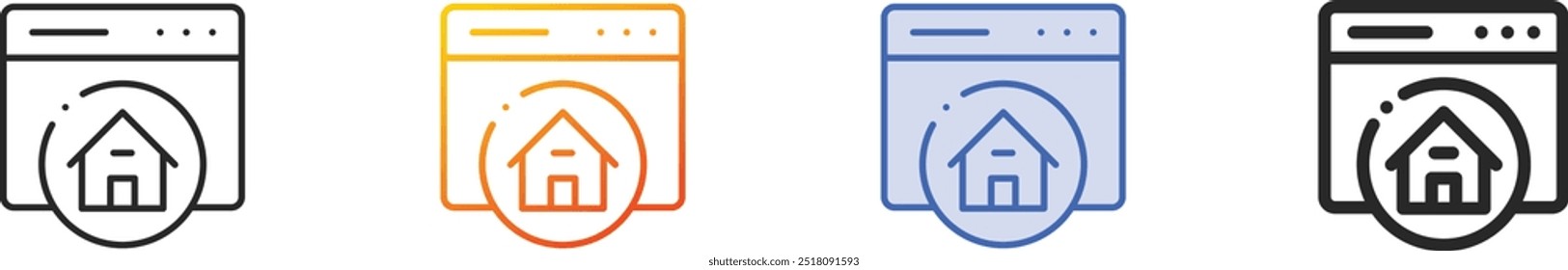 homepage icon.Thin Linear, Gradient, Blue Stroke and bold Style Design Isolated On White Background