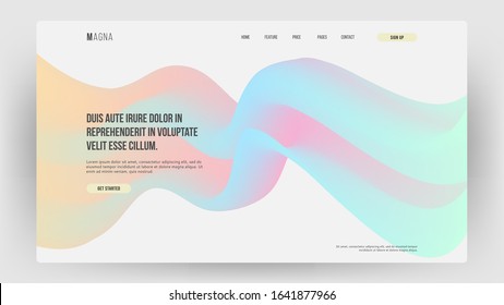 Homepage, Landing Page Background. Abstract Liquid, Fluid Shapes Composition. 3D Effect With Blend Gradient. Colors Name: Peach-yellow, Aero Blue, Fresh Air, Lavender Pink. Eps10 Vector Illustration.