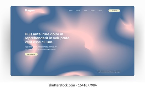 Homepage, landing page background. Abstract liquid, fluid shapes composition. 3D effect with blend gradient. Colors name: Queen blue, Light red. Eps10 vector illustration.