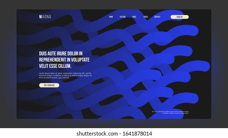 Homepage, landing page background. Abstract liquid, fluid shapes composition. 3D effect with blend gradient. Colors name: Palatinate blue. Eps10 vector illustration.