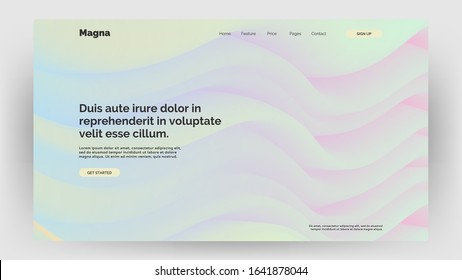 Homepage, landing page background. Abstract liquid, fluid shapes composition. 3D effect with blend gradient. Colors name: Peach-yellow, Aero blue, Fresh Air, Lavender pink. Eps10 vector illustration.