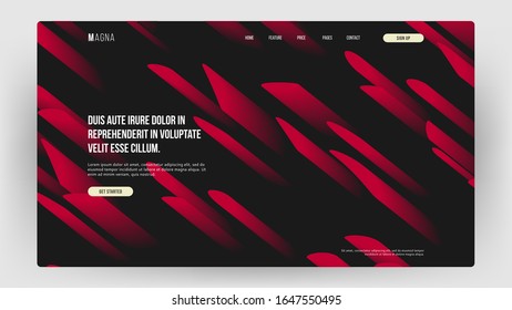 Homepage, landing page background. Abstract liquid, fluid shapes composition. 3D effect with blend gradient. Colors name: Crimson glory. Eps10 vector illustration.