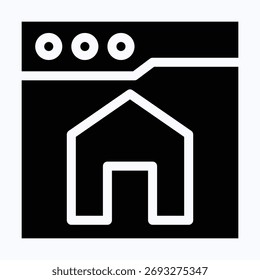 Homepage Layout Display in Browser Window – Isolated Silhouette Style Vector Icon